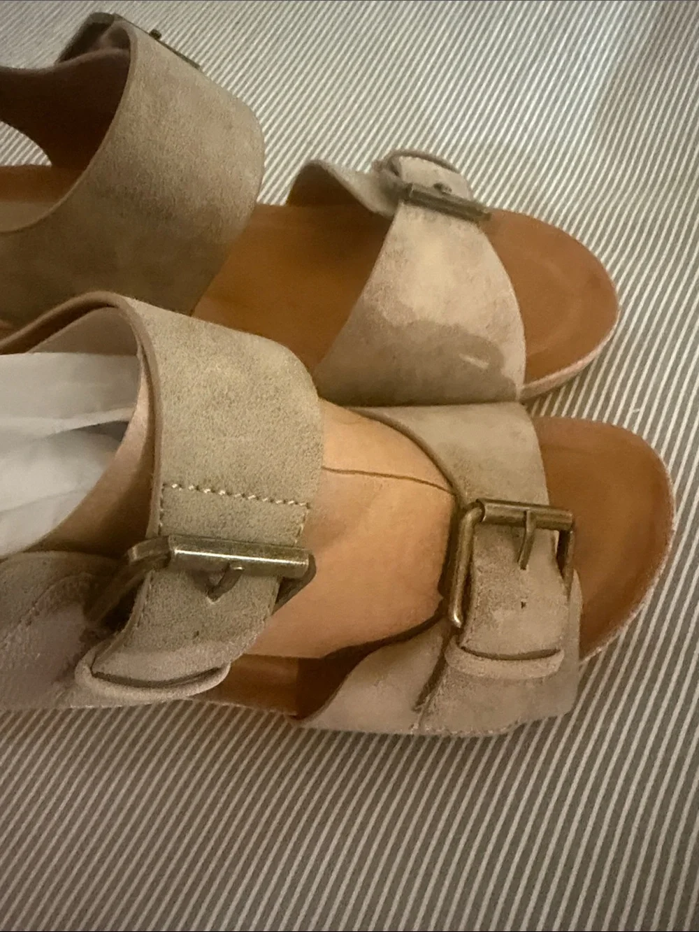 Euro SOFT  Taupe Suede Buckle Sandals 7.5
